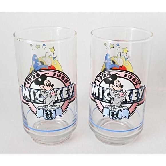 Vintage Walt Disney 1928-1988 Mickey Mouse Glass Collection Lot Of 4 - Picture 4 of 6